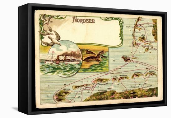 Landkarten Litho Dampfer Cobra, Nordsee, Robben-null-Framed Stretched Canvas