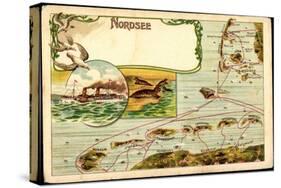 Landkarten Litho Dampfer Cobra, Nordsee, Robben-null-Stretched Canvas