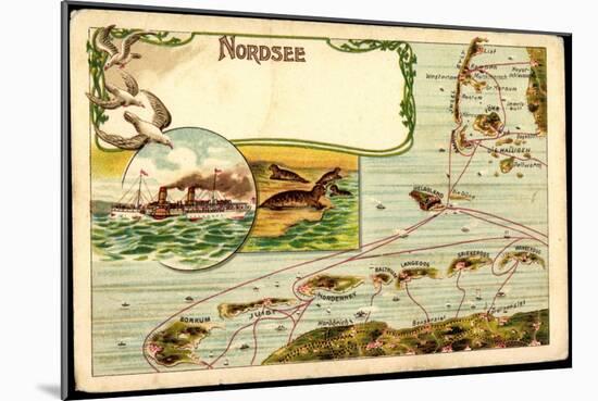 Landkarten Litho Dampfer Cobra, Nordsee, Robben-null-Mounted Giclee Print