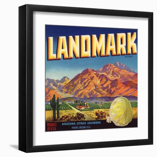 Landmark Brand - Phoenix, Arizona - Citrus Crate Label-Lantern Press-Framed Art Print