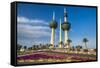 Landmark Kuwait towers in Kuwait City, Kuwait, Middle East-Michael Runkel-Framed Stretched Canvas