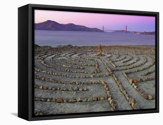 Lands End Labyrinth at Dusk with the Golden Gate Bridge, San Francisco, California-Jim Goldstein-Framed Stretched Canvas