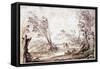 Landscape, 17th Century-Guercino-Framed Stretched Canvas