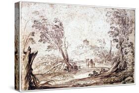 Landscape, 17th Century-Guercino-Stretched Canvas