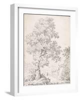 Landscape, a Shepherd and His Goats Walking by a Tree-I. Inghivami-Framed Giclee Print