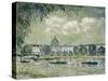 Landscape Along the Seine with the Institut De France and the Pont Des Arts, C.1875-Alfred Sisley-Stretched Canvas