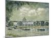 Landscape Along the Seine with the Institut De France and the Pont Des Arts, C.1875-Alfred Sisley-Mounted Giclee Print