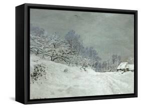 Landscape Around Honfleur, Snow, circa 1867-Claude Monet-Framed Stretched Canvas