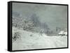 Landscape Around Honfleur, Snow, circa 1867-Claude Monet-Framed Stretched Canvas