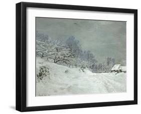 Landscape Around Honfleur, Snow, circa 1867-Claude Monet-Framed Giclee Print