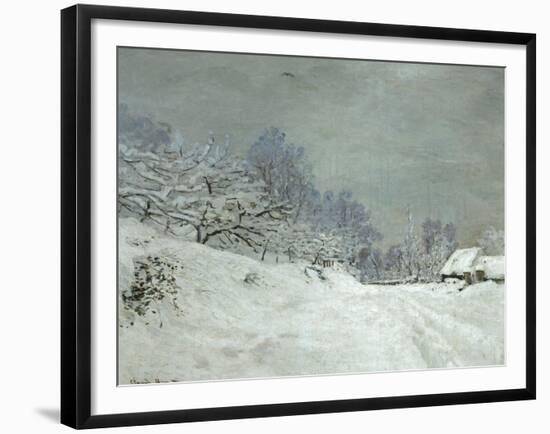 Landscape Around Honfleur, Snow, circa 1867-Claude Monet-Framed Giclee Print