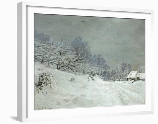 Landscape Around Honfleur, Snow, circa 1867-Claude Monet-Framed Giclee Print