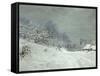 Landscape Around Honfleur, Snow, circa 1867-Claude Monet-Framed Stretched Canvas