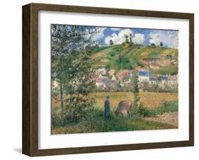 Landscape at Chaponval (Val d'Oise)-Camille Pissarro-Framed Art Print