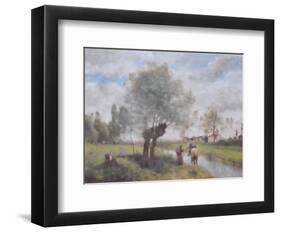 Landscape At Coubron-Jean-Baptiste-Camille Corot-Framed Art Print