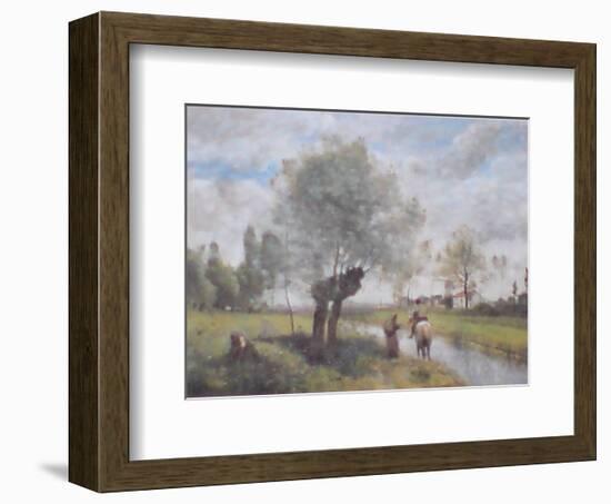 Landscape At Coubron-Jean-Baptiste-Camille Corot-Framed Art Print