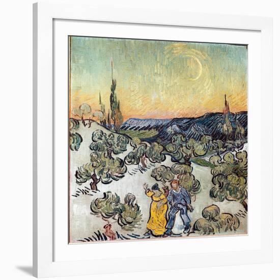 Landscape at Dusk (Saint Remy or Saint-Remy). Painting by Vincent Van Gogh (1853-1890), 1889. Oil O-Vincent van Gogh-Framed Giclee Print