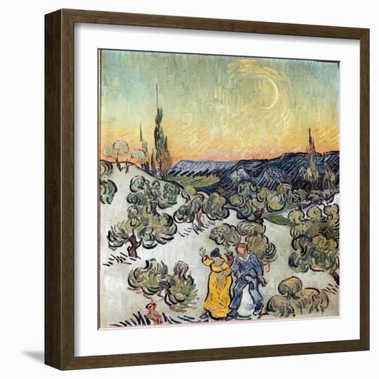 Landscape at Dusk (Saint Remy or Saint-Remy). Painting by Vincent Van Gogh (1853-1890), 1889. Oil O-Vincent van Gogh-Framed Giclee Print