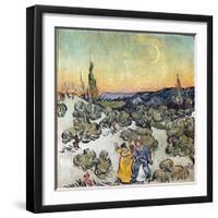Landscape at Dusk (Saint Remy or Saint-Remy). Painting by Vincent Van Gogh (1853-1890), 1889. Oil O-Vincent van Gogh-Framed Giclee Print