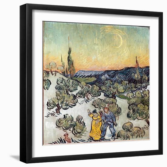 Landscape at Dusk (Saint Remy or Saint-Remy). Painting by Vincent Van Gogh (1853-1890), 1889. Oil O-Vincent van Gogh-Framed Giclee Print