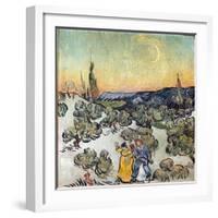 Landscape at Dusk (Saint Remy or Saint-Remy). Painting by Vincent Van Gogh (1853-1890), 1889. Oil O-Vincent van Gogh-Framed Giclee Print