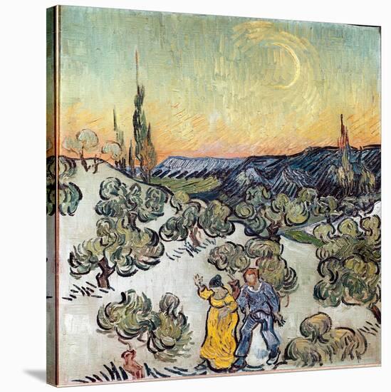 Landscape at Dusk (Saint Remy or Saint-Remy). Painting by Vincent Van Gogh (1853-1890), 1889. Oil O-Vincent van Gogh-Stretched Canvas