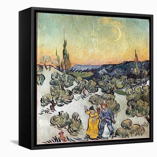 Landscape at Dusk (Saint Remy or Saint-Remy). Painting by Vincent Van Gogh (1853-1890), 1889. Oil O-Vincent van Gogh-Framed Stretched Canvas