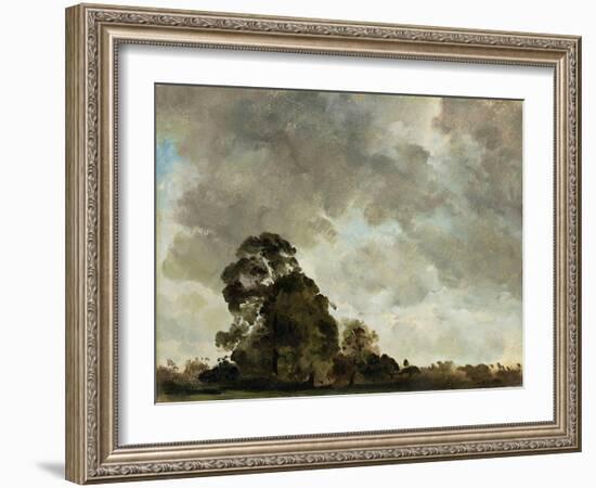 Landscape at Hampstead, Tree and Storm Clouds, C.1821 (Oil on Paper Laid Down on Panel)-John Constable-Framed Giclee Print