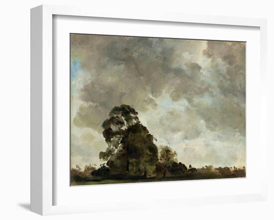 Landscape at Hampstead, Tree and Storm Clouds, C.1821 (Oil on Paper Laid Down on Panel)-John Constable-Framed Giclee Print