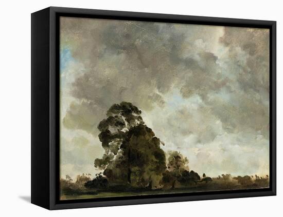 Landscape at Hampstead, Tree and Storm Clouds, C.1821 (Oil on Paper Laid Down on Panel)-John Constable-Framed Stretched Canvas