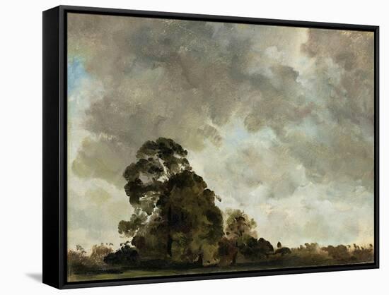 Landscape at Hampstead, Tree and Storm Clouds, C.1821 (Oil on Paper Laid Down on Panel)-John Constable-Framed Stretched Canvas
