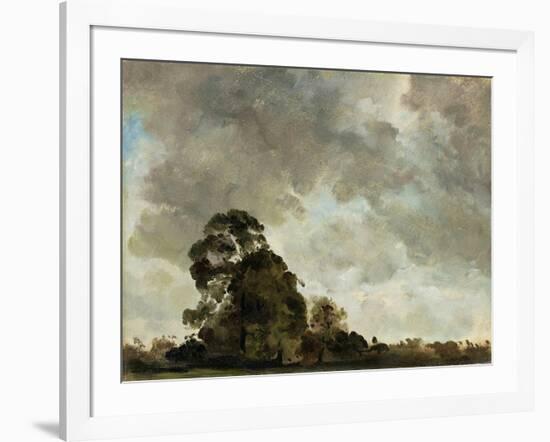 Landscape at Hampstead, Tree and Storm Clouds, C.1821 (Oil on Paper Laid Down on Panel)-John Constable-Framed Giclee Print