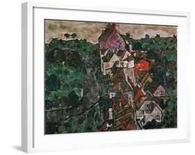 Landscape at Krumau, 1910-16-Egon Schiele-Framed Giclee Print