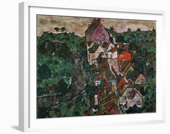 Landscape at Krumau, 1910-16-Egon Schiele-Framed Giclee Print