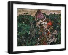 Landscape at Krumau, 1910-16-Egon Schiele-Framed Giclee Print