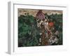 Landscape at Krumau, 1910-16-Egon Schiele-Framed Giclee Print