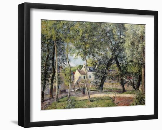 Landscape at Osny Near the Drinking Trough (Paysage a Osny Pres De L'Abreuvoir), 1883-Camille Pissarro-Framed Giclee Print