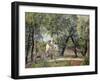 Landscape at Osny Near the Drinking Trough (Paysage a Osny Pres De L'Abreuvoir), 1883-Camille Pissarro-Framed Giclee Print