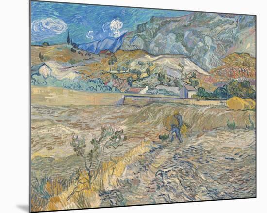 Landscape at Saint-Re?my (Enclosed Field with Peasant), 1889-Vincent van Gogh-Mounted Giclee Print