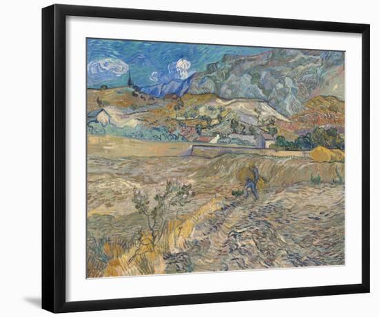 Landscape At Saint-Rémy - Enclosed Field With Peasant-Vincent Van Gogh-Framed Giclee Print