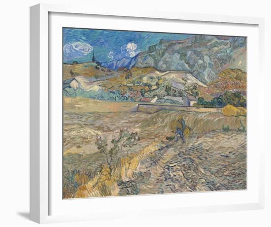 Landscape At Saint-Rémy - Enclosed Field With Peasant-Vincent Van Gogh-Framed Giclee Print