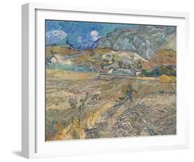 Landscape At Saint-Rémy - Enclosed Field With Peasant-Vincent Van Gogh-Framed Giclee Print