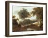 Landscape at Sunset with Drovers and Sheep on a Path-George Arnald-Framed Giclee Print