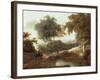 Landscape at Sunset with Drovers and Sheep on a Path-George Arnald-Framed Giclee Print