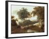 Landscape at Sunset with Drovers and Sheep on a Path-George Arnald-Framed Giclee Print