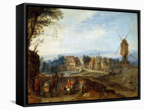 Landscape at the Windmill Painting by Jan Breugel Le Vieux Calls Bruegel De Velours (Brueghel or Br-Jan the Elder Brueghel-Framed Stretched Canvas