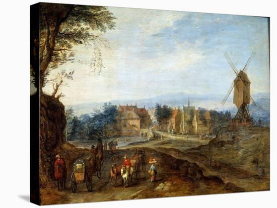 Landscape at the Windmill Painting by Jan Breugel Le Vieux Calls Bruegel De Velours (Brueghel or Br-Jan the Elder Brueghel-Stretched Canvas