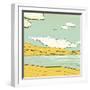 Landscape Background with Clouds and Mountains. Savage Scenery Vector Illustration Eps8.-Popmarleo-Framed Art Print