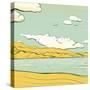 Landscape Background with Clouds and Mountains. Savage Scenery Vector Illustration Eps8.-Popmarleo-Stretched Canvas