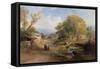 Landscape, Bridge and Figures-Thomas Miles Richardson-Framed Stretched Canvas